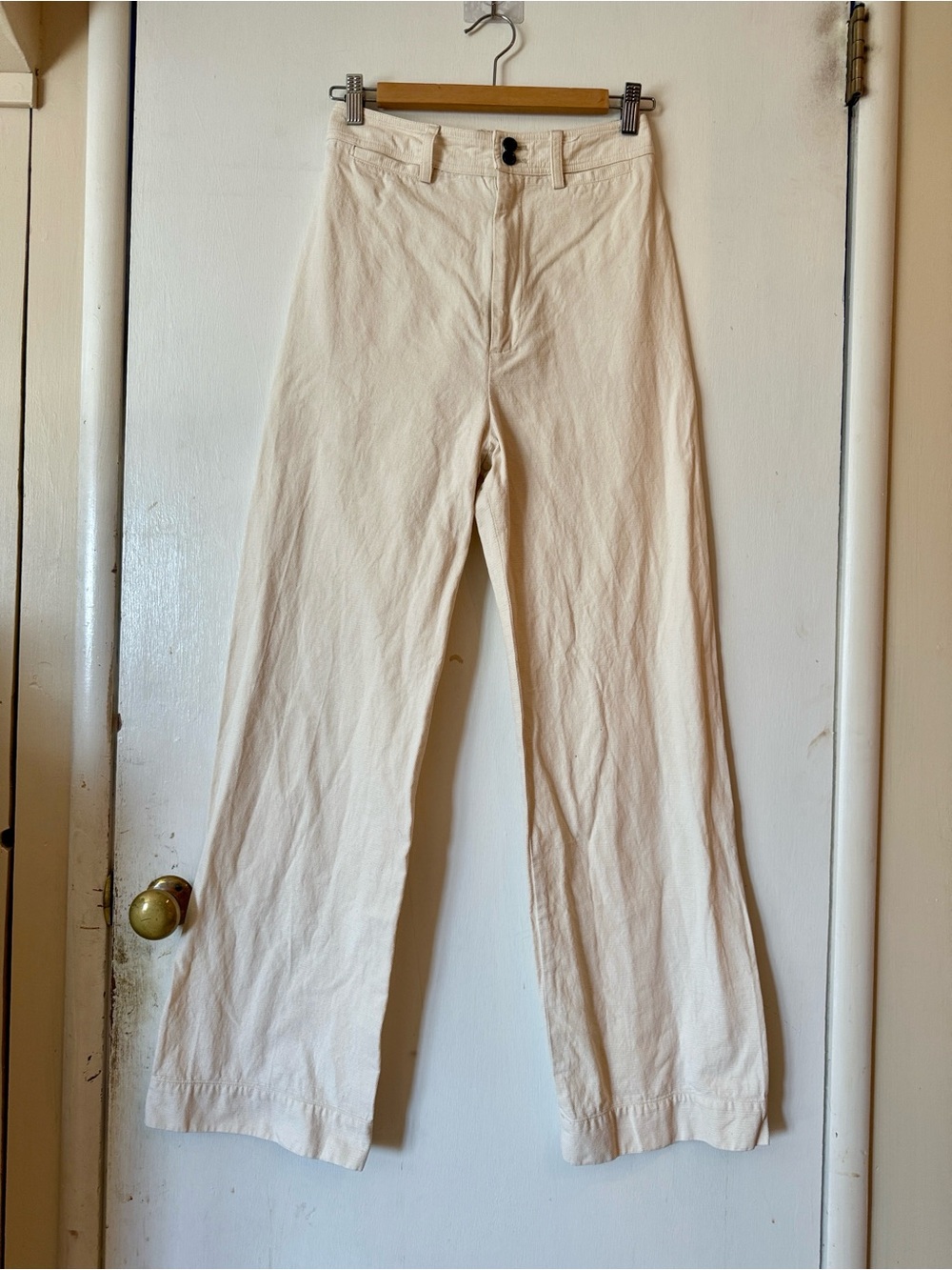 Creatures Of Comfort High-Rise Cream Wide-Leg Pants USA/NYC Made | Women's 4